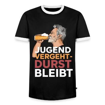 Bier Papa Alterslos Genießen - Männer Kontrast-T-Shirt - Schwarz/Weiß - Vorne - AI Model Female 172 light (172cm) & AI Model Male 178 light (178cm)
