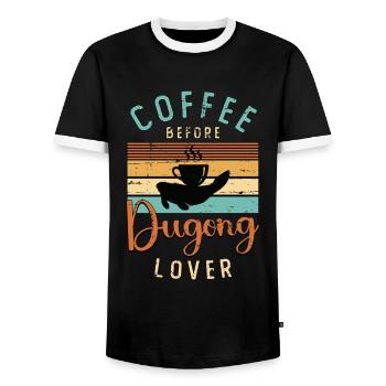 Dugong Lover Coffee Avant Sea Cow Coffee Lover - T-shirt contrasté Homme - noir/blanc - Devant - AI Model Female 172 light (172cm) & AI Model Male 178 light (178cm)