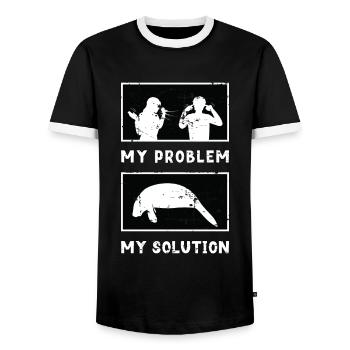 Dugong Lover Mon Problème Mon Pictogramme Papa Vache De Mer - T-shirt contrasté Homme - noir/blanc - Devant - AI Model Female 172 light (172cm) & AI Model Male 178 light (178cm)