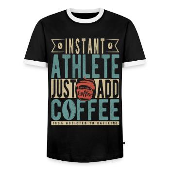 Instant-Athlet einfach Kaffee hinzufügen - Männer Kontrast-T-Shirt - Schwarz/Weiß - Vorne - AI Model Female 172 light (172cm) & AI Model Male 178 light (178cm)