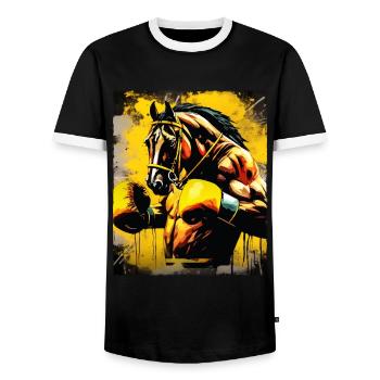 Pferd Boxer Kämpfer - Männer Kontrast-T-Shirt - Schwarz/Weiß - Vorne - AI Model Female 172 light (172cm) & AI Model Male 178 light (178cm)