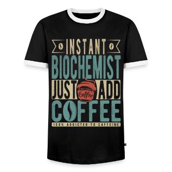 Biochimiste instantané Il suffit d’ajouter du café - T-shirt contrasté Homme - noir/blanc - Devant - AI Model Female 172 light (172cm) & AI Model Male 178 light (178cm)