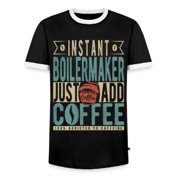 Instant Boilermaker Just Add Coffee - Men's Ringer Shirt - black/white - Front - AI Model Female 172 light (172cm) & AI Model Male 178 light (178cm)