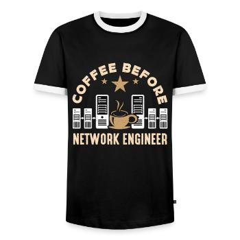 Ingénieur réseau Coffee Cybersécurité Amateur de café - T-shirt contrasté Homme - noir/blanc - Devant - AI Model Female 172 light (172cm) & AI Model Male 178 light (178cm)