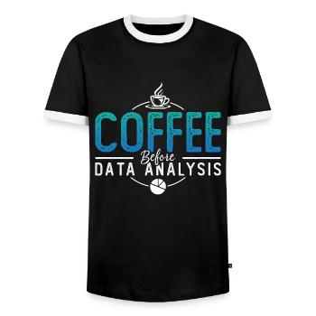 Data Analyst Coffee Data Scientist Coffee Lover - Men's Ringer Shirt - black/white - Front - AI Model Female 172 light (172cm) & AI Model Male 178 light (178cm)