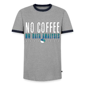 Data Analyst No Coffee No Programmer Coffee Lover - Männer Kontrast-T-Shirt - Grau/Navy  - Vorne - AI Model Female 172 light (172cm) & AI Model Male 178 light (178cm)