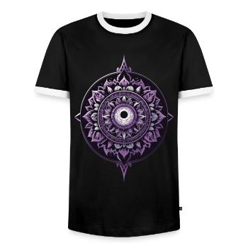 Mandala Design Aesthetic Pattern Spiritual - Men's Ringer Shirt - black/white - Front - AI Model Female 172 light (172cm) & AI Model Male 178 light (178cm)