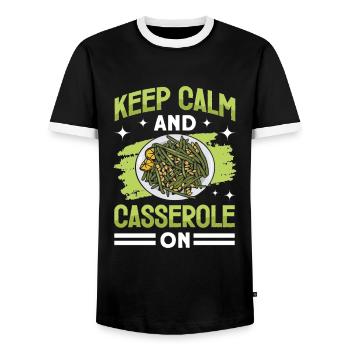 Casserole de Thanksgiving aux haricots verts - T-shirt contrasté Homme - noir/blanc - Devant - AI Model Female 172 light (172cm) & AI Model Male 178 light (178cm)