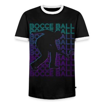 Boccia-Spieler Retro - Männer Kontrast-T-Shirt - Schwarz/Weiß - Vorne - AI Model Female 172 light (172cm) & AI Model Male 178 light (178cm)