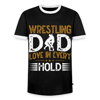 Lutte Papa Lutteur Hommes Fête des Pères - T-shirt contrasté Homme - noir/blanc - Devant - AI Model Female 172 light (172cm) & AI Model Male 178 light (178cm)