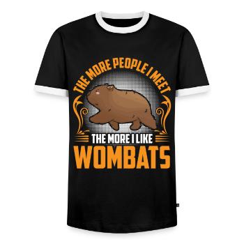 Wombat more like marsupial wombat - Men's Ringer Shirt - black/white - Front - AI Model Female 172 light (172cm) & AI Model Male 178 light (178cm)