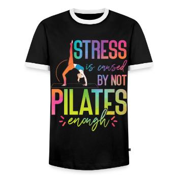 Instructeur de Pilates Enseignant - T-shirt contrasté Homme - noir/blanc - Devant - AI Model Female 172 light (172cm) & AI Model Male 178 light (178cm)
