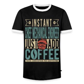 Instant Chief Mechanical Engineer Just Add Coffee - Men's Ringer Shirt - black/white - Front - AI Model Female 172 light (172cm) & AI Model Male 178 light (178cm)