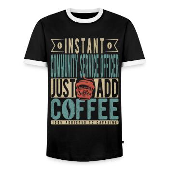 Instant-Zivildienstleistender fügen einfach Kaffee hinzu - Männer Kontrast-T-Shirt - Schwarz/Weiß - Vorne - AI Model Female 172 light (172cm) & AI Model Male 178 light (178cm)