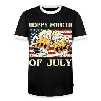 USA Chope de bière brasserie bière artisanale américaine - T-shirt contrasté Homme - noir/blanc - Devant - AI Model Female 172 light (172cm) & AI Model Male 178 light (178cm)