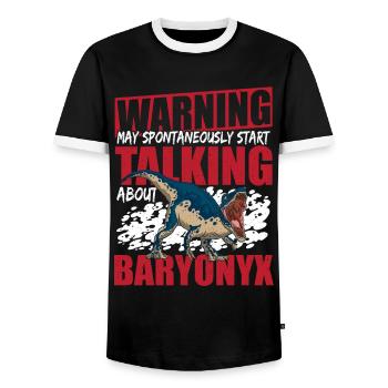 Dino Lover Prehistoric Baryonyx - Men's Ringer Shirt - black/white - Front - AI Model Female 172 light (172cm) & AI Model Male 178 light (178cm)