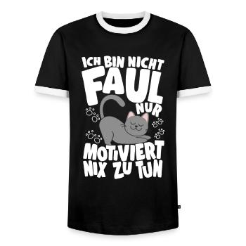 Cat Fans Motivated To Do Nothing Funny - Men's Ringer Shirt - black/white - Front - AI Model Female 172 light (172cm) & AI Model Male 178 light (178cm)