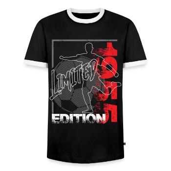 Édition limitée 1955 Édition limitée Football - T-shirt contrasté Homme - noir/blanc - Devant - AI Model Female 172 light (172cm) & AI Model Male 178 light (178cm)
