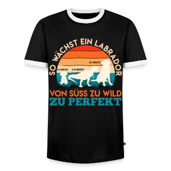Labrador Hund SO WÄCHST EIN LABRADOR Lustiges - Männer Kontrast-T-Shirt - Schwarz/Weiß - Vorne - AI Model Female 172 light (172cm) & AI Model Male 178 light (178cm)