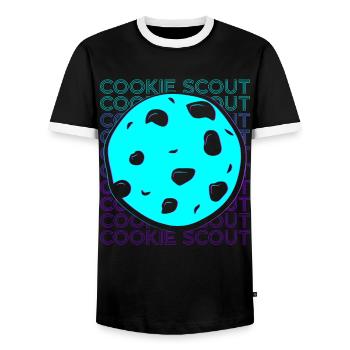 Cookie Scout Scouting Cookie Merchant Retro - Men's Ringer Shirt - black/white - Front - AI Model Female 172 light (172cm) & AI Model Male 178 light (178cm)