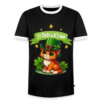 Cat St. Patrick's Day Shamrock Lucky Cute - Men's Ringer Shirt - black/white - Front - AI Model Female 172 light (172cm) & AI Model Male 178 light (178cm)