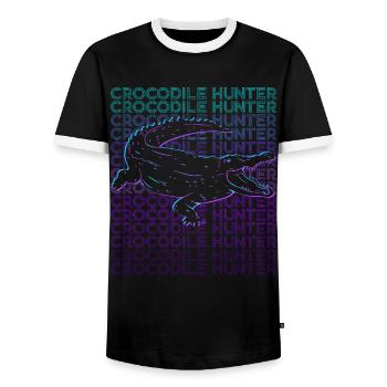 Chasseur de crocodiles Chasse au crocodile rétro - T-shirt contrasté Homme - noir/blanc - Devant - AI Model Female 172 light (172cm) & AI Model Male 178 light (178cm)