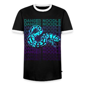 Danger Nouilles Serpent Meme Rétro - T-shirt contrasté Homme - noir/blanc - Devant - AI Model Female 172 light (172cm) & AI Model Male 178 light (178cm)