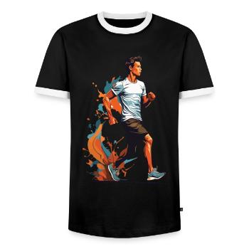Streetwear Jogging Esthétique Fitness Style - T-shirt contrasté Homme - noir/blanc - Devant - AI Model Female 172 light (172cm) & AI Model Male 178 light (178cm)