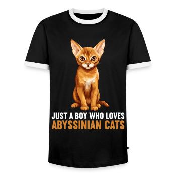 Abyssinian Cat Abessinierkatze - Men's Ringer Shirt - black/white - Front - AI Model Female 172 light (172cm) & AI Model Male 178 light (178cm)