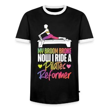Instructeur de Pilates Enseignant - T-shirt contrasté Homme - noir/blanc - Devant - AI Model Female 172 light (172cm) & AI Model Male 178 light (178cm)