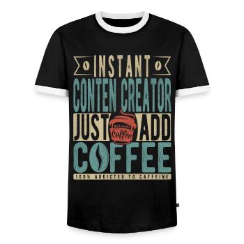 Instant Conten Creator Fügen Sie einfach Kaffee hinzu - Männer Kontrast-T-Shirt - Schwarz/Weiß - Vorne - AI Model Female 172 light (172cm) & AI Model Male 178 light (178cm)