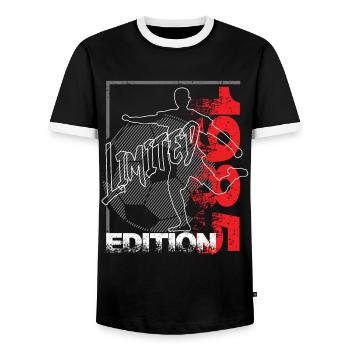 Limited Edition 1985 Limited Edition Football - Men's Ringer Shirt - black/white - Front - AI Model Female 172 light (172cm) & AI Model Male 178 light (178cm)