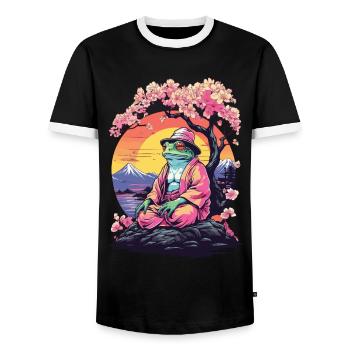 Frosch Streetwear Aesthetic Vintage - Männer Kontrast-T-Shirt - Schwarz/Weiß - Vorne - AI Model Female 172 light (172cm) & AI Model Male 178 light (178cm)