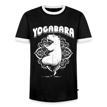 Capybara Wasserschwein Yoga - T-shirt contrasté Homme - noir/blanc - Devant - AI Model Female 172 light (172cm) & AI Model Male 178 light (178cm)