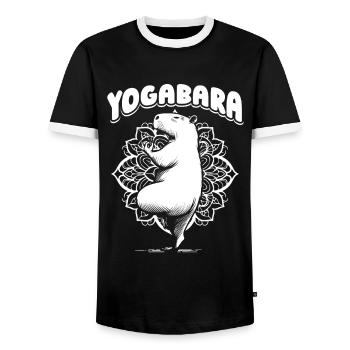 Capybara Wasserschwein Yoga - T-shirt contrasté Homme - noir/blanc - Devant - AI Model Female 172 light (172cm) & AI Model Male 178 light (178cm)