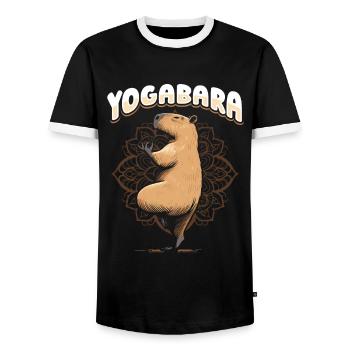 Capybara Wasserschwein Yoga - T-shirt contrasté Homme - noir/blanc - Devant - AI Model Female 172 light (172cm) & AI Model Male 178 light (178cm)