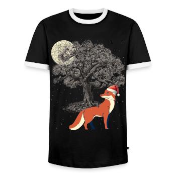 Renard des neiges d'hiver nature sauvage animaux de la forêt renards - T-shirt contrasté Homme - noir/blanc - Devant - AI Model Female 172 light (172cm) & AI Model Male 178 light (178cm)
