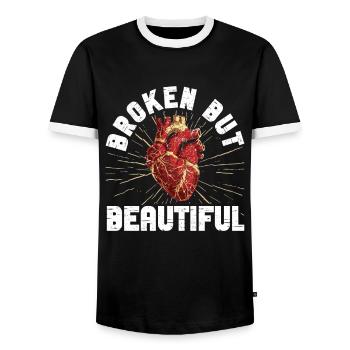 Kintsugi Kintsukuroi Japon imparfait - T-shirt contrasté Homme - noir/blanc - Devant - AI Model Female 172 light (172cm) & AI Model Male 178 light (178cm)