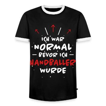 Handball Spruch Sport Lustiges Handballer Geschenk - Männer Kontrast-T-Shirt - Schwarz/Weiß - Vorne - AI Model Female 172 light (172cm) & AI Model Male 178 light (178cm)
