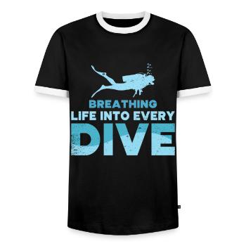 Diving Diver Ocean Lovers - Men's Ringer Shirt - black/white - Front - AI Model Female 172 light (172cm) & AI Model Male 178 light (178cm)