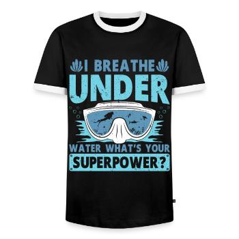 Diving Diver Ocean Lovers - Men's Ringer Shirt - black/white - Front - AI Model Female 172 light (172cm) & AI Model Male 178 light (178cm)