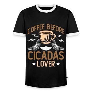 Cicadas Lover Coffee Before Insects Coffee Lover - Männer Kontrast-T-Shirt - Schwarz/Weiß - Vorne - AI Model Female 172 light (172cm) & AI Model Male 178 light (178cm)