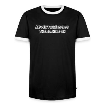 Hiking - Adventure is out there, hike on - Men's Ringer Shirt - black/white - Front - AI Model Female 172 light (172cm) & AI Model Male 178 light (178cm)