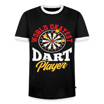 Dart Player Dart - Men's Ringer Shirt - black/white - Front - AI Model Female 172 light (172cm) & AI Model Male 178 light (178cm)