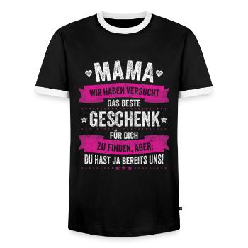 Le meilleur cadeau, c’est nous Maman Fête des Mères - T-shirt contrasté Homme - noir/blanc - Devant - AI Model Female 172 light (172cm) & AI Model Male 178 light (178cm)