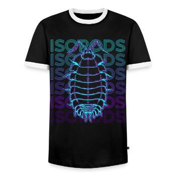 Isopods Collector Retro - Men's Ringer Shirt - black/white - Front - AI Model Female 172 light (172cm) & AI Model Male 178 light (178cm)