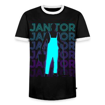 Hausmeister Hausmeisterin Reinigungskraft Retro - Männer Kontrast-T-Shirt - Schwarz/Weiß - Vorne - AI Model Female 172 light (172cm) & AI Model Male 178 light (178cm)