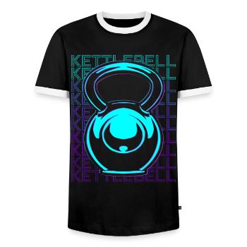 Kettlebell Heben Workout Fitnessstudio Retro - Männer Kontrast-T-Shirt - Schwarz/Weiß - Vorne - AI Model Female 172 light (172cm) & AI Model Male 178 light (178cm)