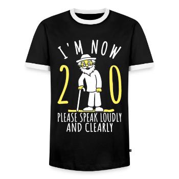 20th birthday 20th 20th I'm 20 years old now - Men's Ringer Shirt - black/white - Front - AI Model Female 172 light (172cm) & AI Model Male 178 light (178cm)