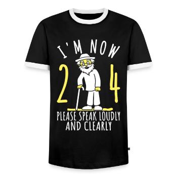 24th birthday 24th 24th I'm 24 years old now - Men's Ringer Shirt - black/white - Front - AI Model Female 172 light (172cm) & AI Model Male 178 light (178cm)